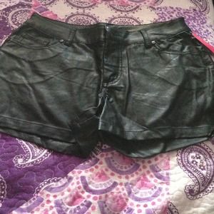 Black leather shorts