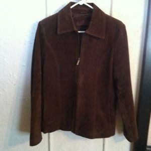Genuine suede leather zip up jacket