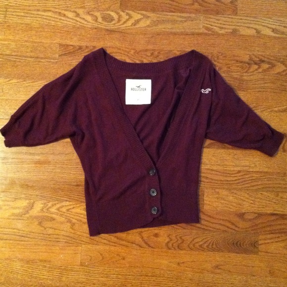 Maroon Deep-V Cardigan - Picture 1 of 3