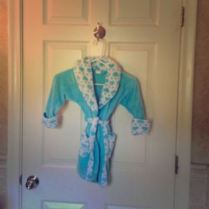 Girls Plush Blue and White Robe