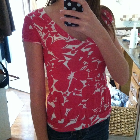 Pink Floral Tropical Print V-Neck - Picture 3 of 3