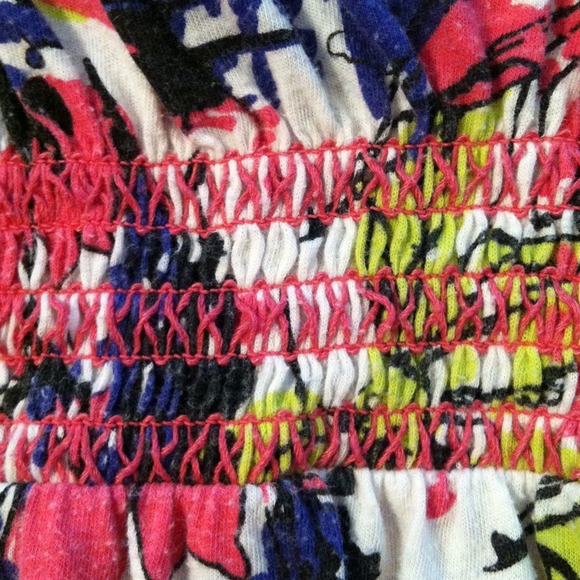 Colorful Floral Top w/ Interesting Neckline - Picture 2 of 4