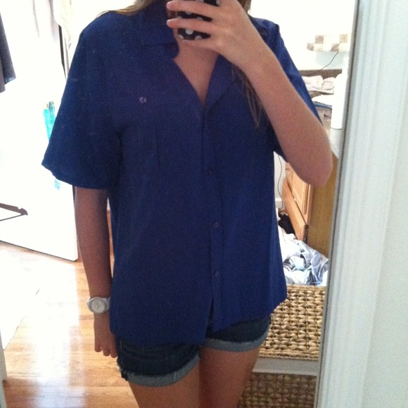 Vintage Oversize Royal Blue Shirt - Picture 2 of 2