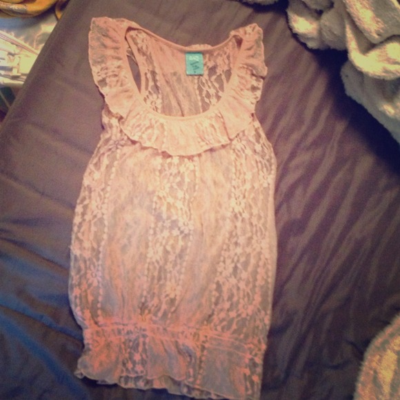 light pink lace ruffle tank