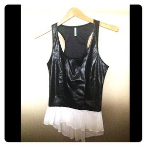 Black pleather top with white lace bottom!