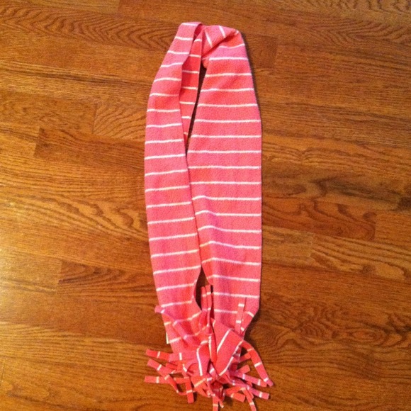Pink & White Striped Fleece Scarf - Picture 1 of 1