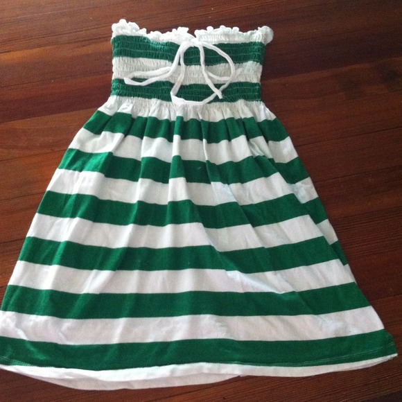 Green and White Striped Tunic/Shirt/Beach coverup