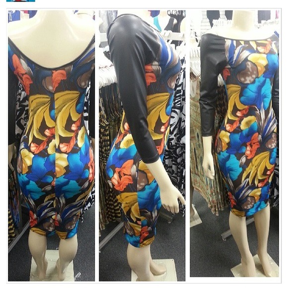 Leather sleev party dress - Picture 1 of 1