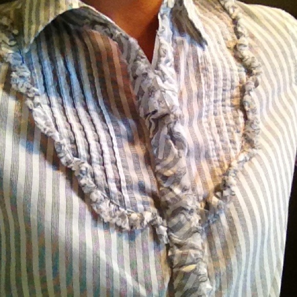 🚫SOLD 💥Banana Republic Bib Collar Striped - Picture 2 of 4