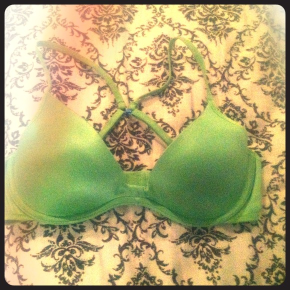 Green and blue razorback bra