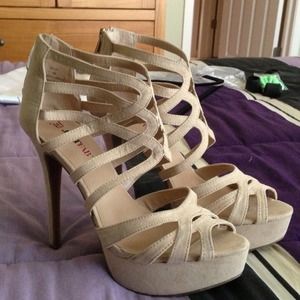 Just Fab Suede Nude Sandal Heels