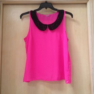 Lace & Sheer Collard Tank