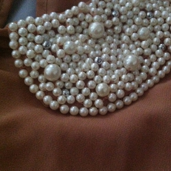Sold!!!!Blush Pearl collar chiffon top - Picture 2 of 3
