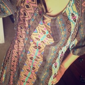 Long sleeved Tribal print dress