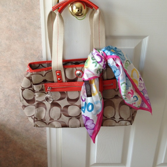 Authentic Coach bag and silk Coach scarf