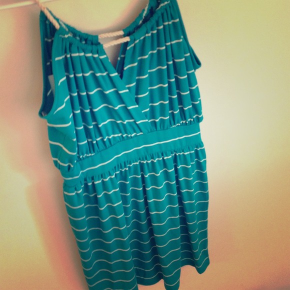 Teal striped dress *NEVER WORN*