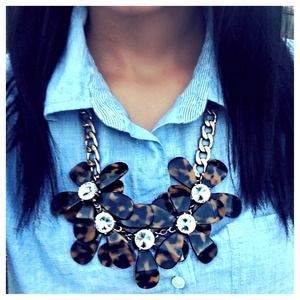 Tortoise Flower Statement Necklace