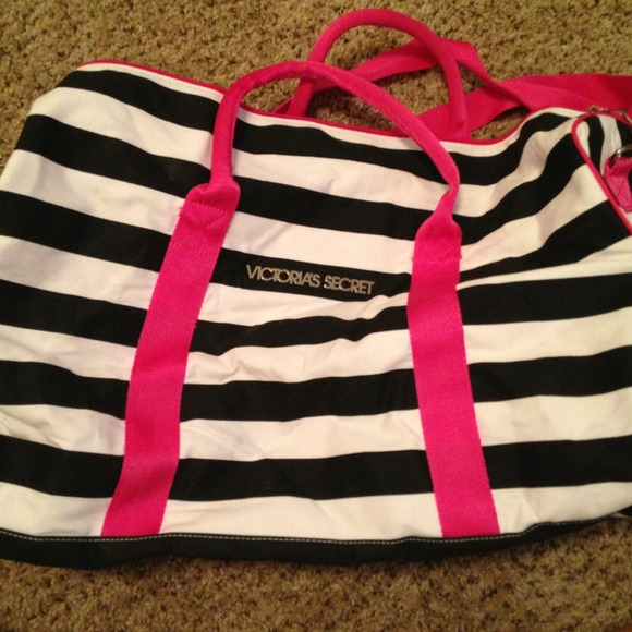 Black and white and hot pink Victoria Secret Tote