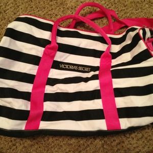 Black and white and hot pink Victoria Secret Tote