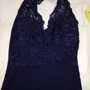 Navy blue lace top(: (halter top)