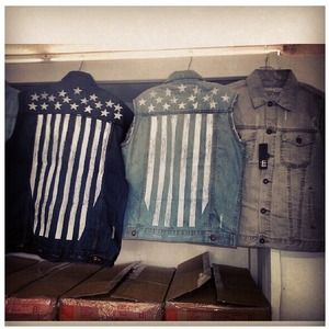 American Flag denim vest