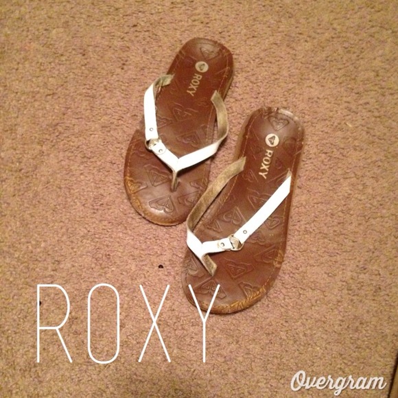 White Roxy flip flops