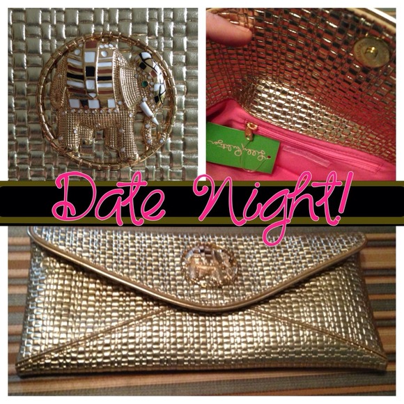 🐘SOLD🐘 Lilly Pulitzer Gold "Bow Tie" Clutch
