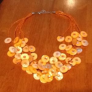 <3 ORANGE Shell beaded Necklace!! <3