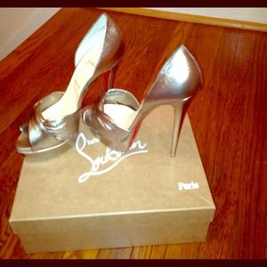 Gold Louboutin 6 inch heels