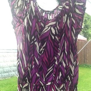 Purple multi colored sheer top