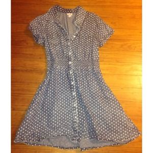 Denim polka dot dress