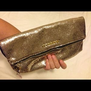 Victoria secret gold expandable clutch/evening bag