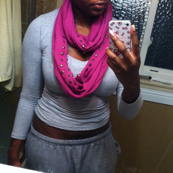 Pink infinity scarf and glove set