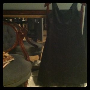 BCBG MaxAzria Black silk tea-length cocktail dress