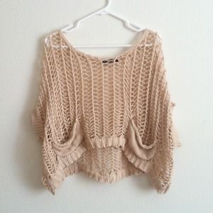 🌻FOREIGN EXCHANGE🌻SLOUCHY KNIT CREAM TOP/COVERUP