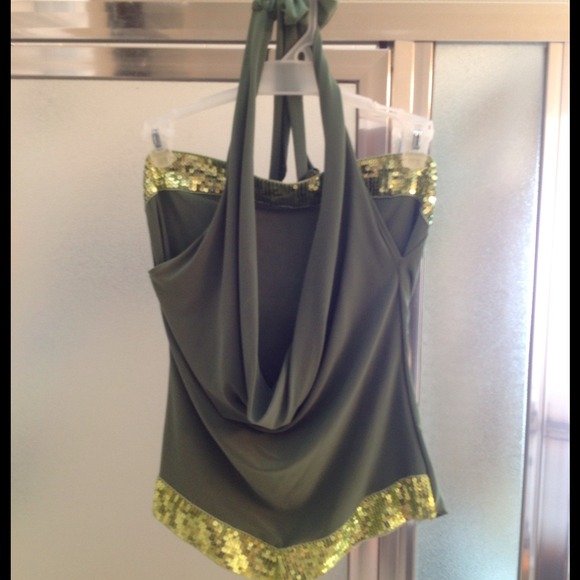 Green sequined halter top