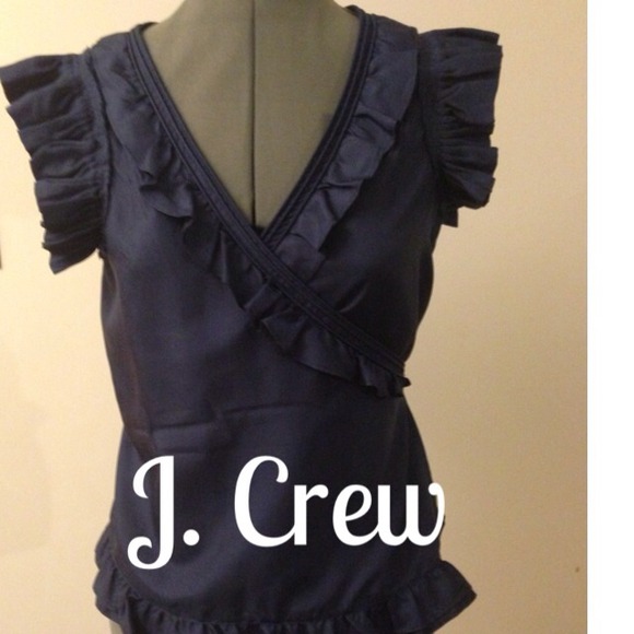⛔Sold in bundle⛔J. Crew navy silk blouse