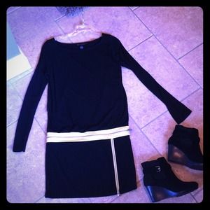 GREAT black INC dress with yellow zipper detail!