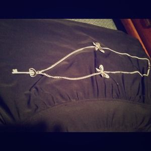 Sterling silver, key and bow necklace