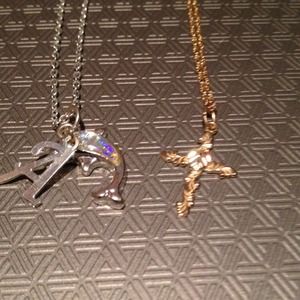 2 very pretty gold & silver necklaces