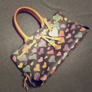 Authentic Dooney & Bourke Hearts Tassel tote