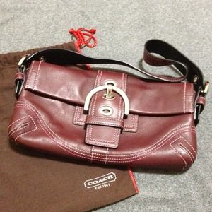 Cranberry leather Coach handbag