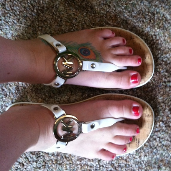 White Michael kors sandals only worn a few times