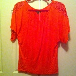 Orange short sleeve blouse