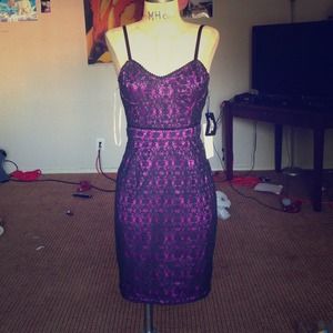 Purple lace strap dress