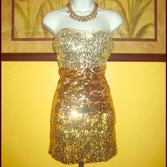 Bebe metallic sequin mini dress