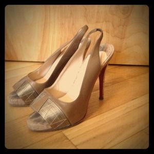 Christian Louboutin tan peep toe slingback REDUCED