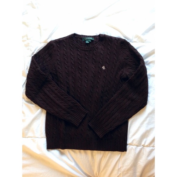 Brown Lauren Ralph Lauren Cable Knit Sweater