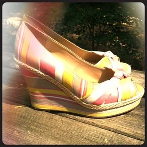 Stripped open toe wedge heels. Sz 11 *Never Worn*