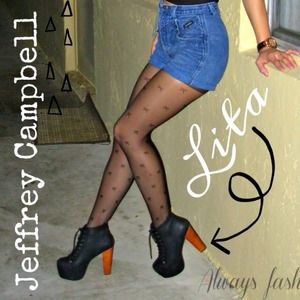 Jeffrey Campbell Lita in Black Distressed Leather